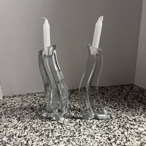 Lenox Ovation Cascade Full Lead 8 1/4  Taper Candle Holders - Pair